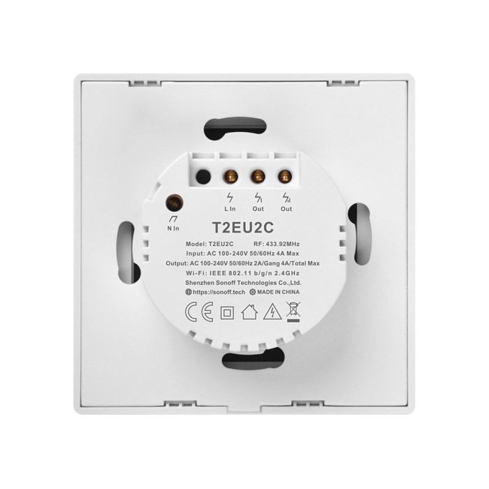 SONOFF pametno stensko stikalo Wi-Fi + RF433 dvojno T2EU2C-TX - slika 2