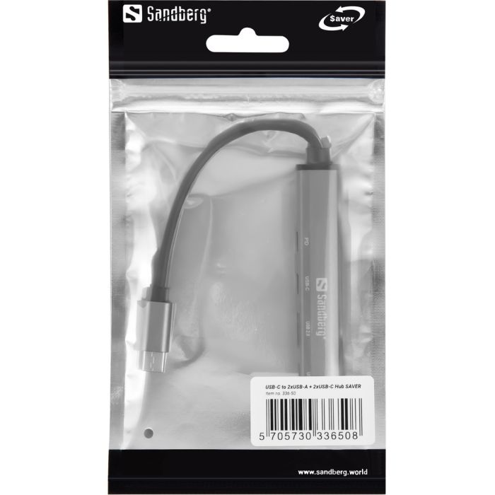 Sandberg USB-C v 3xUSB-A + 2xUSB-C SAVER varčno vozlišče