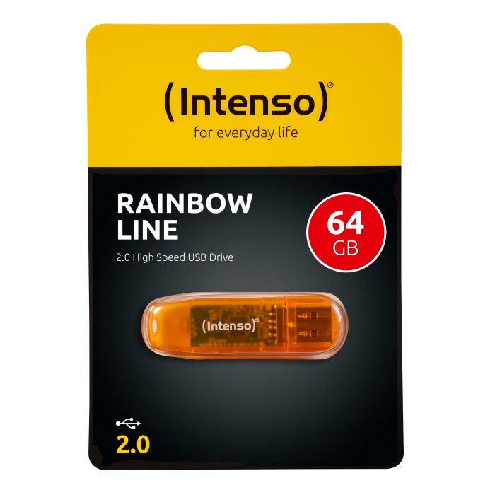 Intenso 64GB Rainbow Line USB 2.0 spominski ključek - Oranžen - slika 2