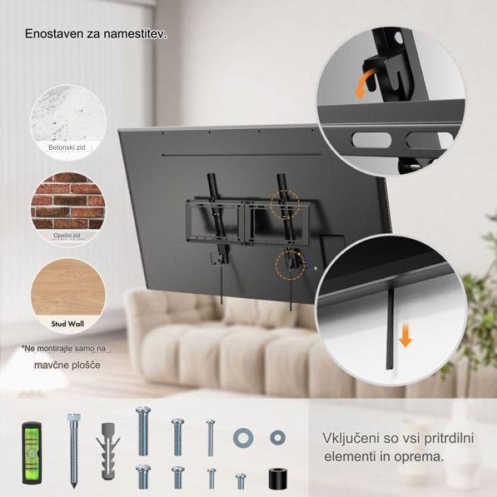 VonHaus 37-82 nagibni TV stenski nosilec do 75kg - slika 2