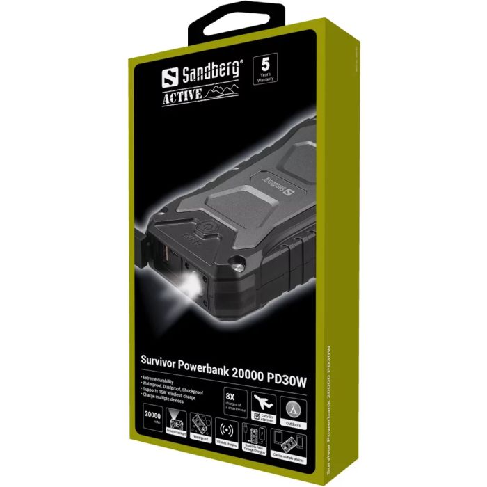 Sandberg Survivor Powerbank 20000 mAh PD30W prenosna baterija - slika 4