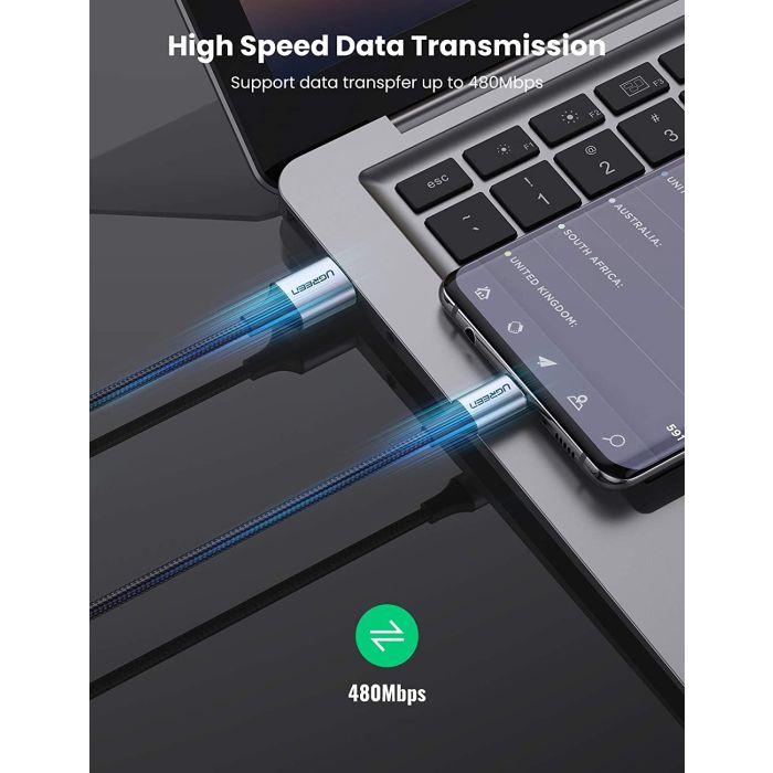 UGREEN USB 2.0 A na USB-C kabel 2m (črn) - polybag - slika 4