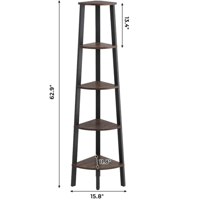 VASAGLE Kotna knjižna omara 5 nivojev LLS35X - slika 3