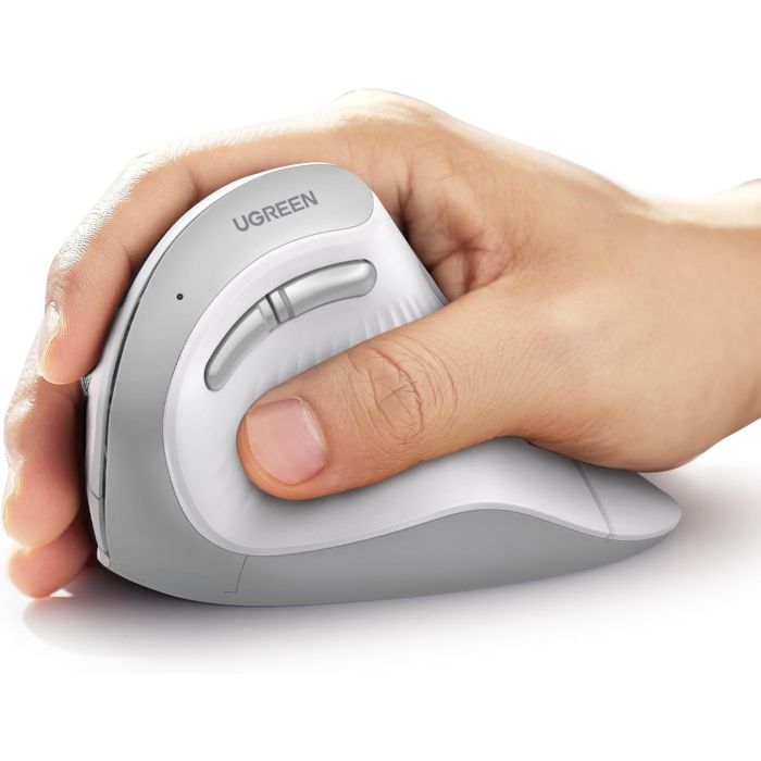 Ugreen brezžična ergonomska vertikalna miška z Bluetooth in Wi-Fi povezavo - bela - slika 2