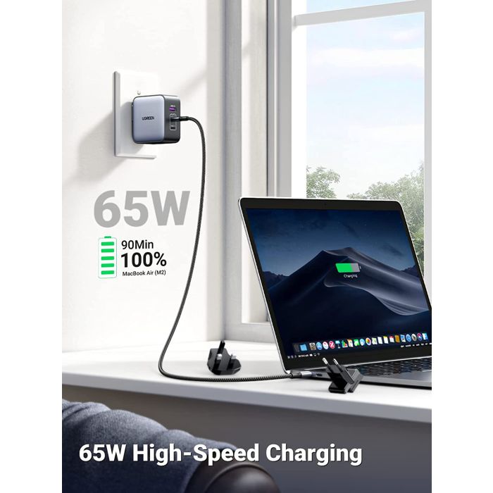 Ugreen Nexode 65W USB A + USB C potovalni polnilnik GaN II PD 3.0 - slika 3