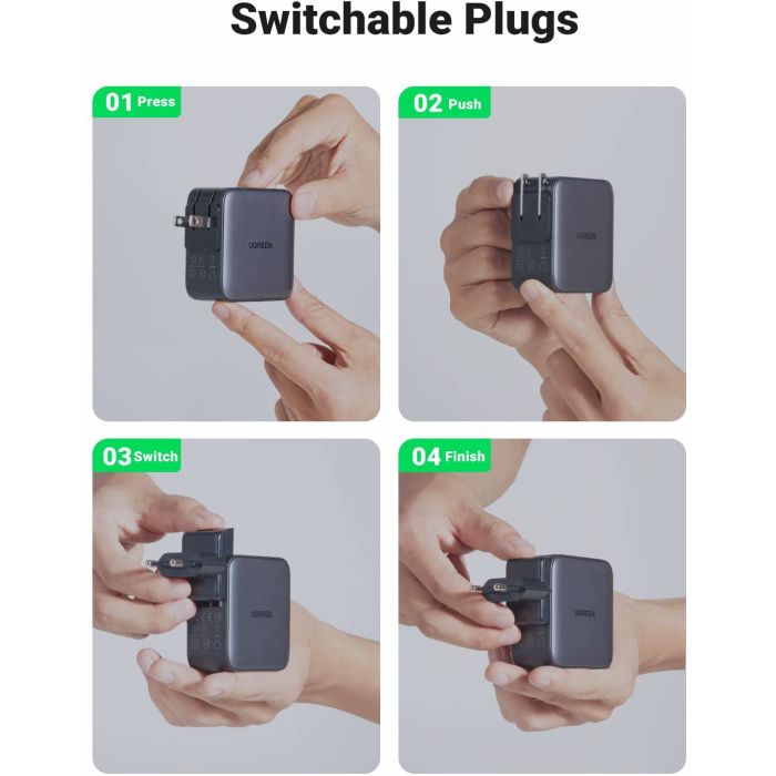 Ugreen Nexode 65W USB A + USB C potovalni polnilnik GaN II PD 3.0 - slika 4