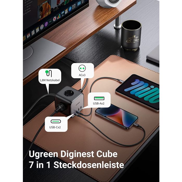 Ugreen DigiNest Cube 65W USB-C / AC 7v1 vtičnica - slika 3