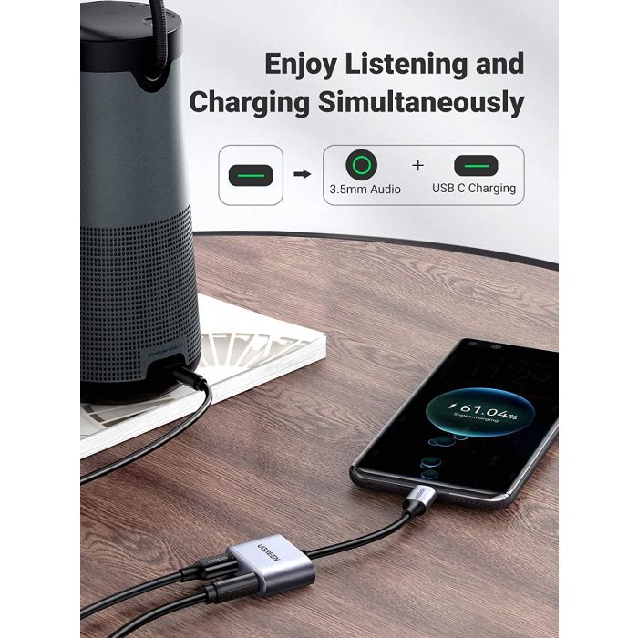 Ugreen USB C na 3,5mm adapter za slušalke in polnjenje 2 v 1 - slika 4