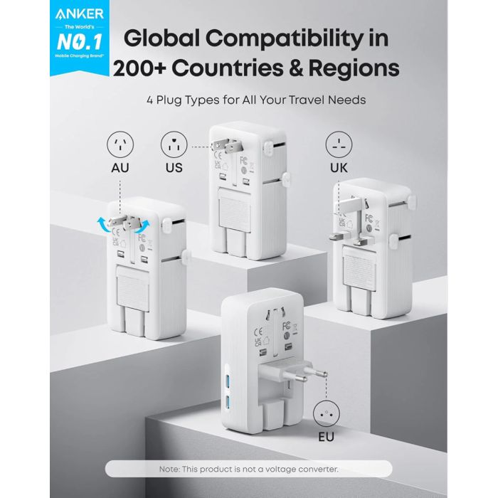 Anker Nano potovalni adapter 5v1, 20W, bel - slika 2