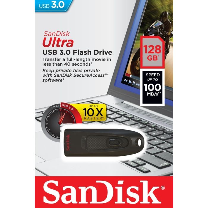 SanDisk Ultra USB spominski ključek 128GB USB 3.0 črn - slika 2