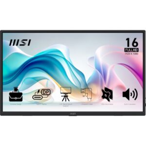 Zaslon MSI PRO MP165 E6 / 15.6" / FHD / IPS / 60Hz / 4ms (GtG) / prenosljiv / črn - PD 15W