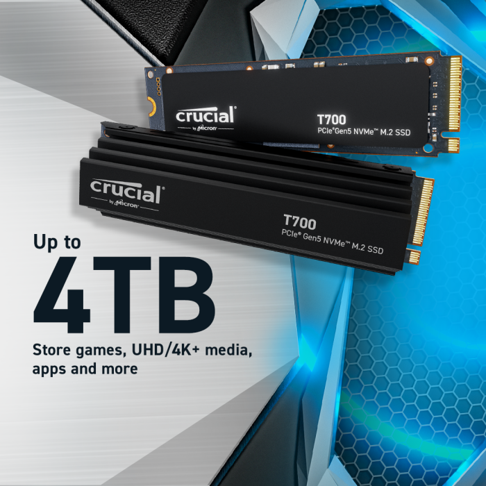 Crucial T700 1TB PCIe Gen5 NVMe M.2 SSD - slika 3