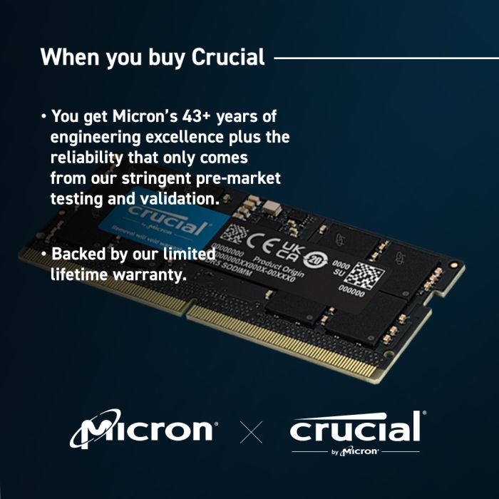Crucial 32GB DDR5-5600 SODIMM CL46, 1.1V - slika 4
