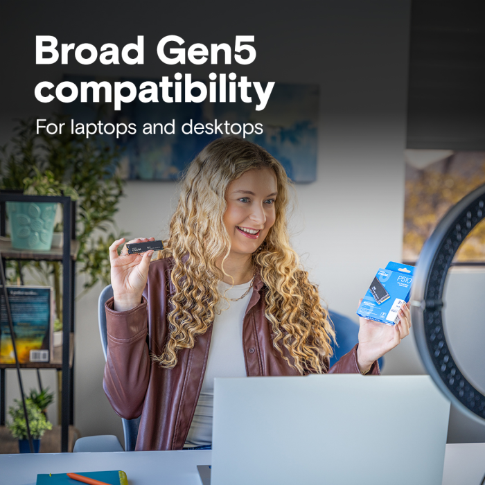 Crucial P510 1TB PCIe Gen5 NVMe 2280 M.2 SSD - slika 2