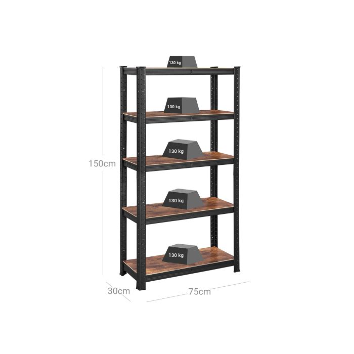 SONGMICS Regal 30 x 75 x 150 cm rjavo-črna, GLR030B01 - slika 4