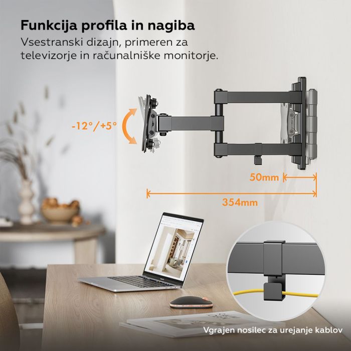 VonHaus 23-27 pregibni nosilec za TV/monitor do 35kg - slika 4