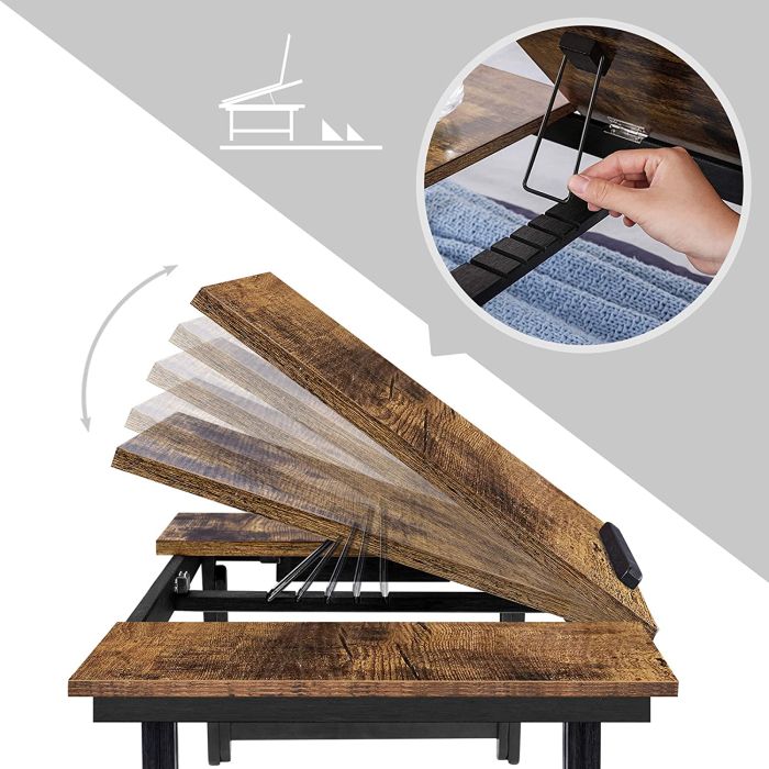 SONGMICS Miza za prenosnik RUSTIC s predalom rustikalna, LLD110B01 - slika 3