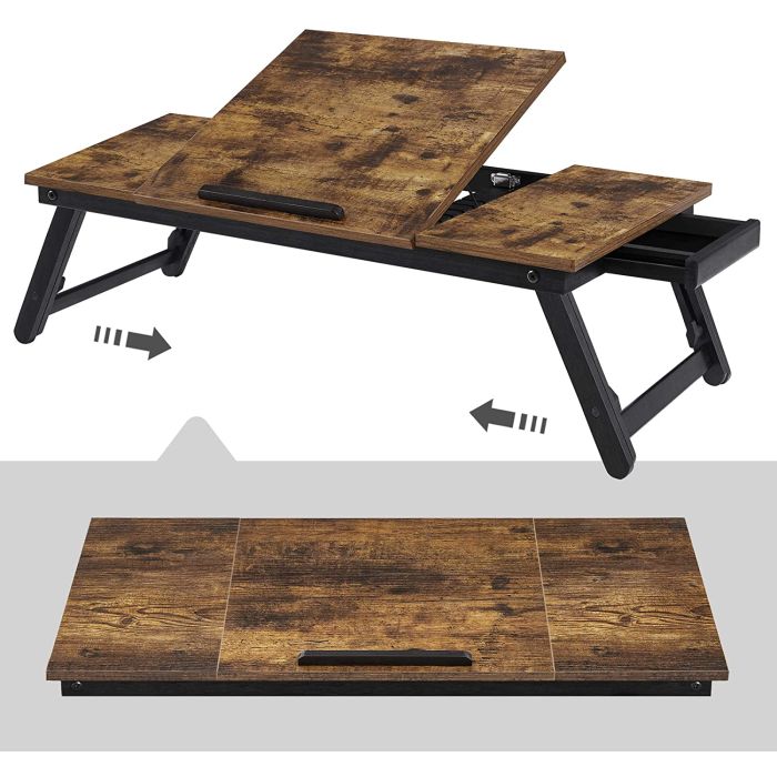 SONGMICS Miza za prenosnik RUSTIC s predalom rustikalna, LLD110B01 - slika 4