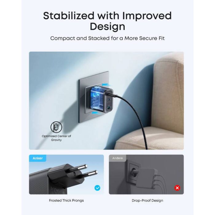 Anker Nano 3-portni 70W polnilec - slika 3