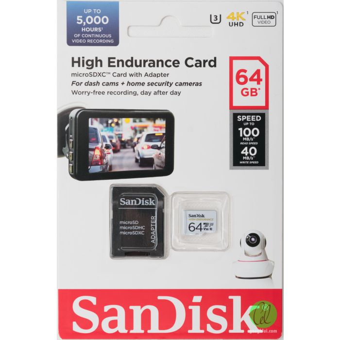 SanDisk 64GB High Endurance microSD Class 10 U3 V30 spominska kartica z adapterjem - slika 3