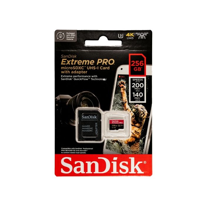 SanDisk 256GB Extreme PRO microSDXC UHS-I spominska kartica z adapterjem - slika 3