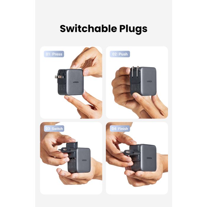 Ugreen Nexode 65W USB A + USB C potovalni polnilnik GaN II PD 3.0 - slika 5