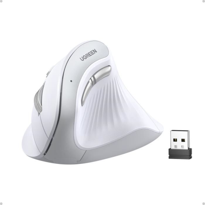Ugreen brezžična ergonomska vertikalna miška z Bluetooth in Wi-Fi povezavo - bela - slika 5