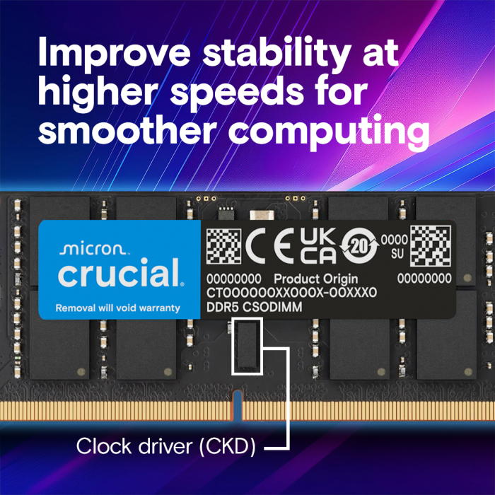 Crucial 32GB DDR5-6400 SODIMM CL52, 1.1V - slika 3