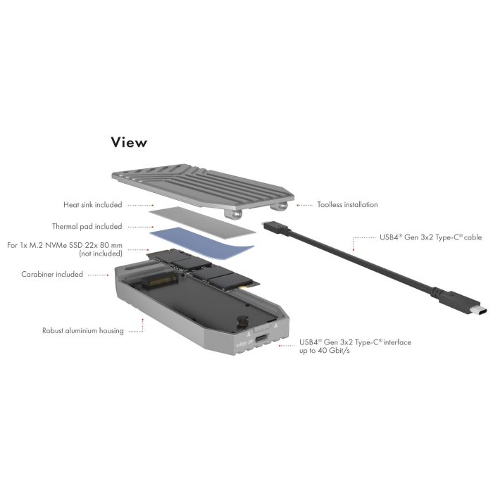 IcyBox IB-1919M-C42 USB4 Gen 3x2 ohišje za M.2 NVMe SSD - slika 5
