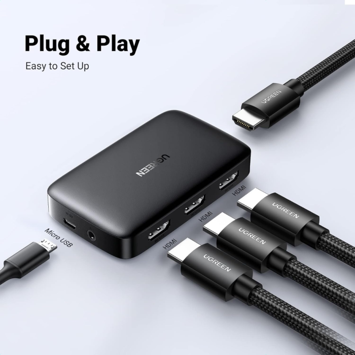 Ugreen HDMI 3x1 HDMI stikalo 4K@30Hz - slika 2