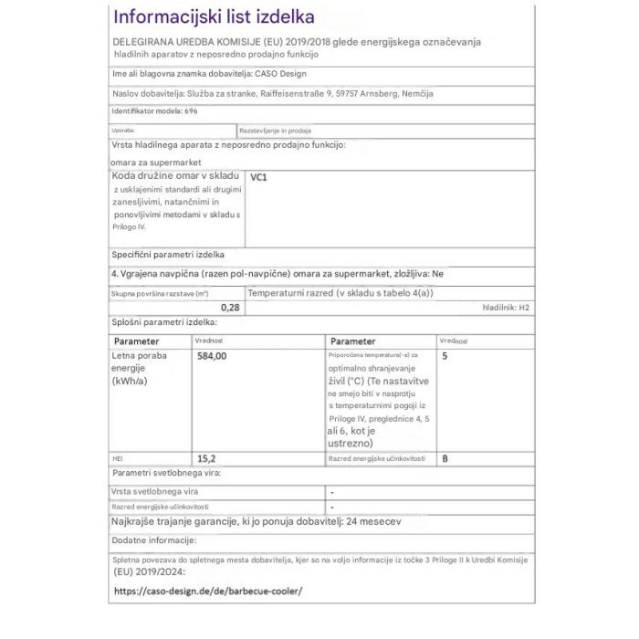 CASO BBQ hladilnik M 125 L desni tečaj - slika 2