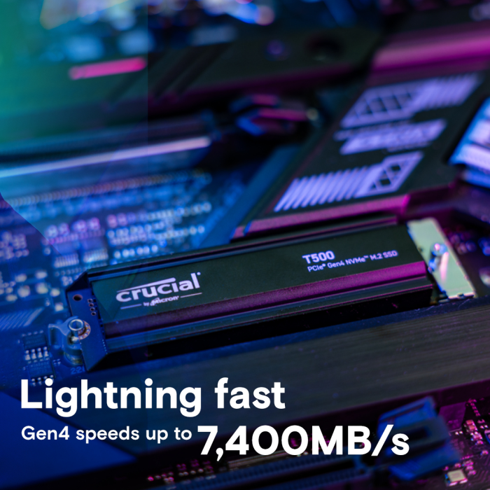 Crucial T500 2TB PCIe Gen4 NVMe M.2 SSD s hladilnikom - slika 4