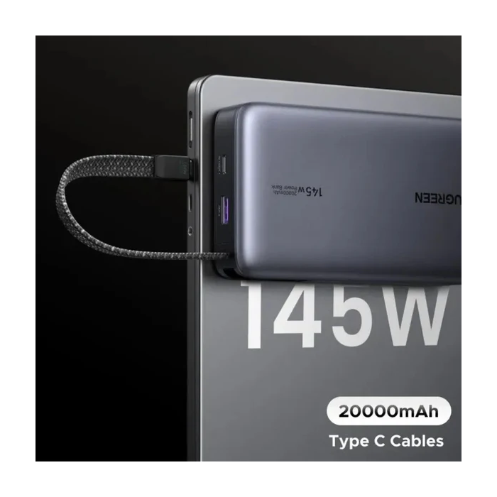 Ugreen 145W 20000mAh prenosna baterija z vgrajenim kablom - slika 2