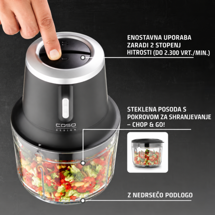 CASO Chop & Go sekljalnik črn 1L 200W - slika 4